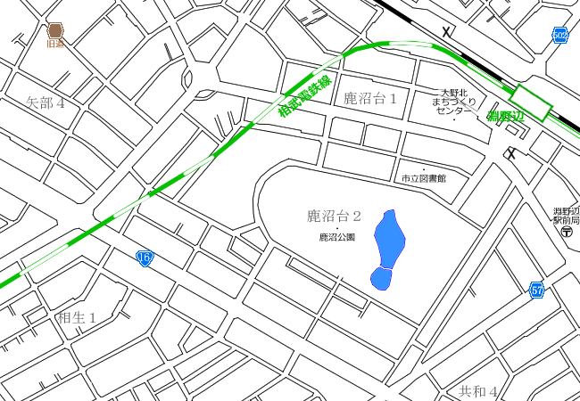 地図：淵野辺停車場→相模原停車場略図①