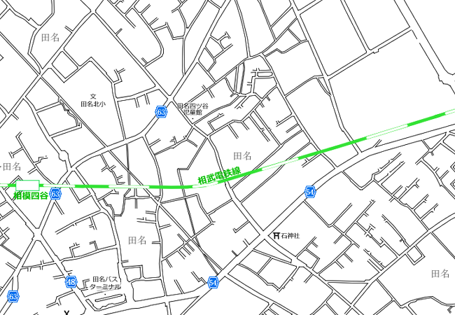 地図：上溝停車場→相模四谷停車場②略図