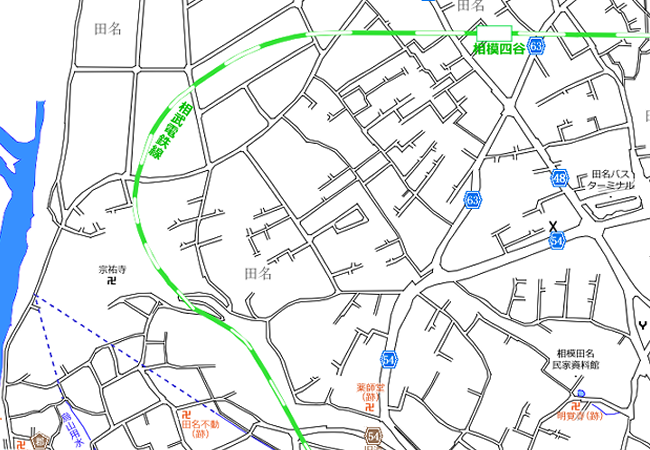 地図：相模四谷停車場→久所停車場②略図