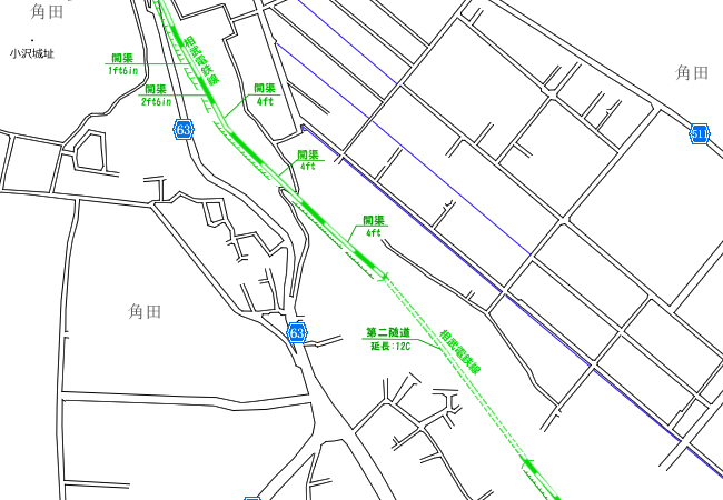 地図：小沢地区→大塚地区路線図