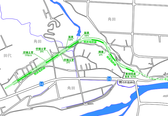 地図：田代東部周辺路線図