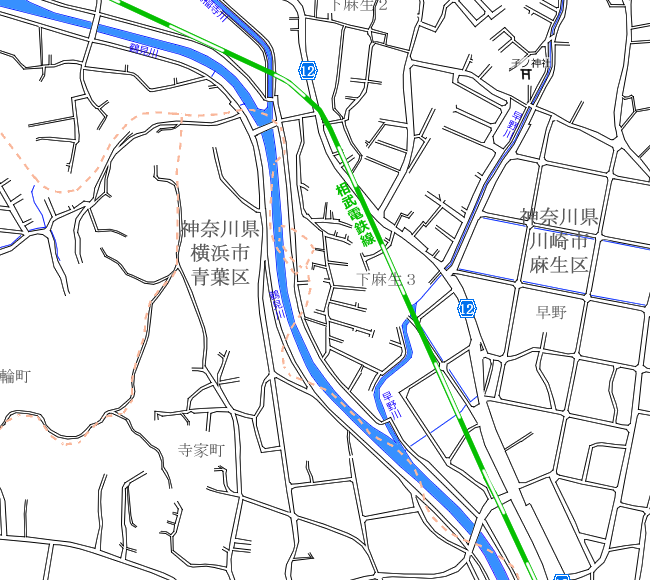 地図：鶴川～中里④周辺路線図