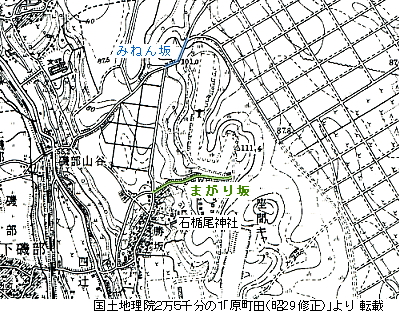 図表:1/2万5千地形図「原町田(昭29修正)」