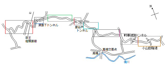 図表：多摩尾根緑道付近地図